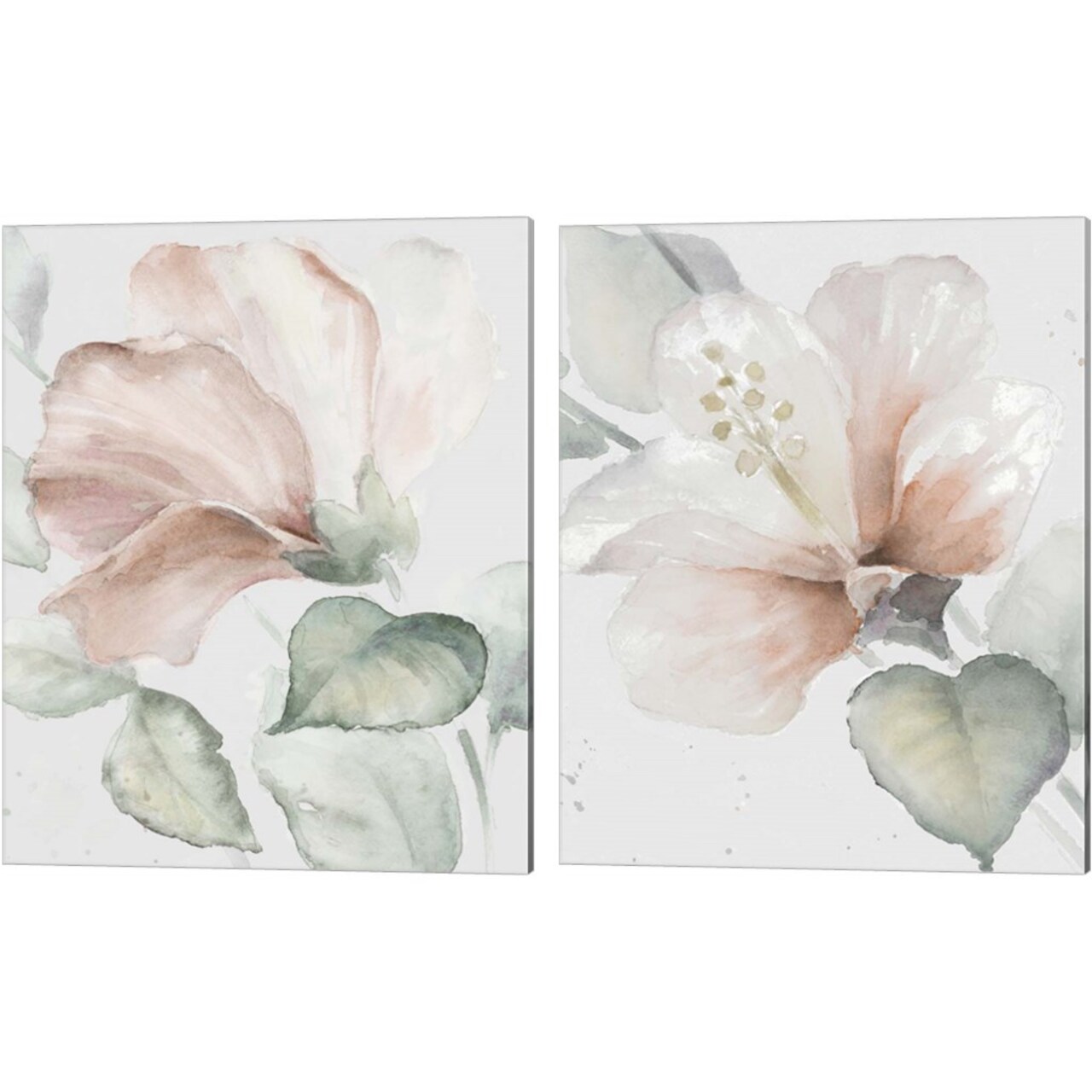 Neutral Hibiscus by Lanie Loreth 12" x 15" Canvas Wall Art (Set of 2)